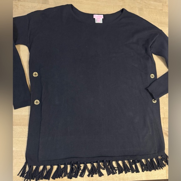 Lilly Pulitzer Ramona Fringe Black Top - Picture 2 of 8